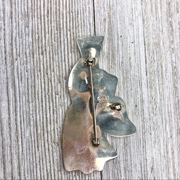 Vintage Mexican Alpaca Silver Enamel Angel Pin - Picture 8 of 9